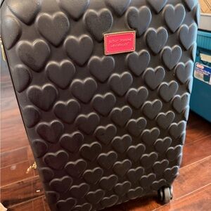 Betsey Johnson Black Heart Patterned Suitcase
